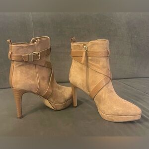 White House Black Market Tan Heeled Boots